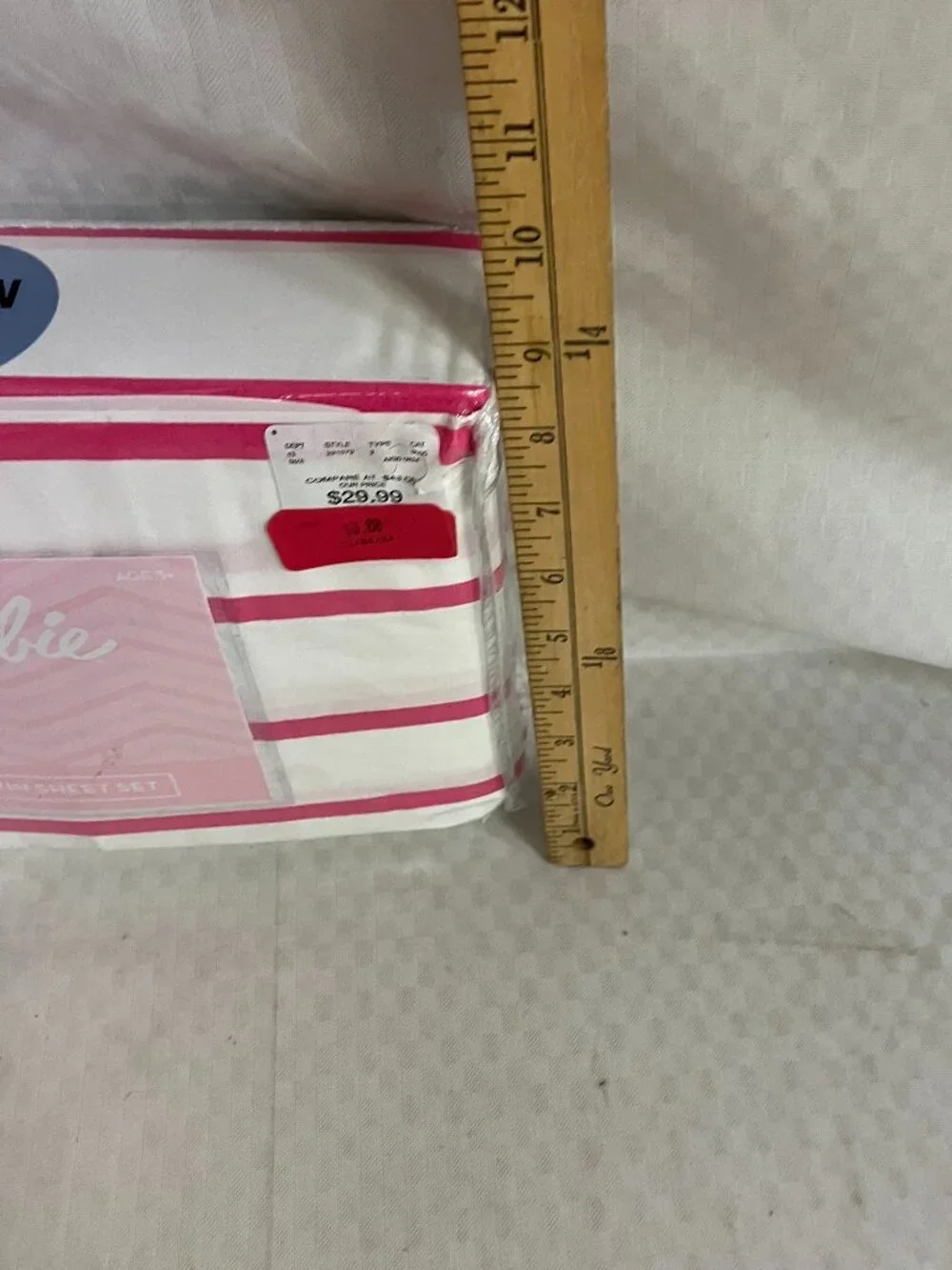Barbie Movie Full Size Sheet Twin Set 100% Cotton Pink White Striped